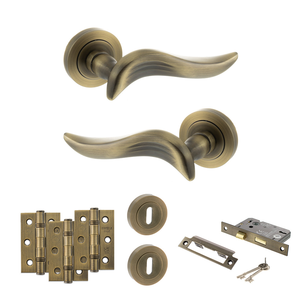 Atlantic OE144MAB Old English Oxford on Round Rose Door Handle Pack