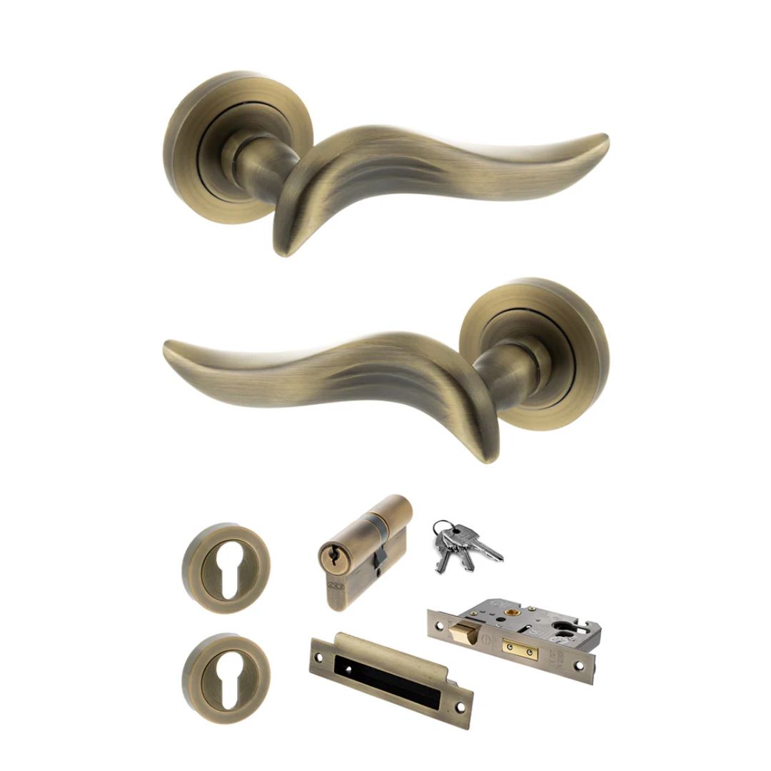 Atlantic OE144MAB Old English Oxford on Round Rose Door Handle Pack