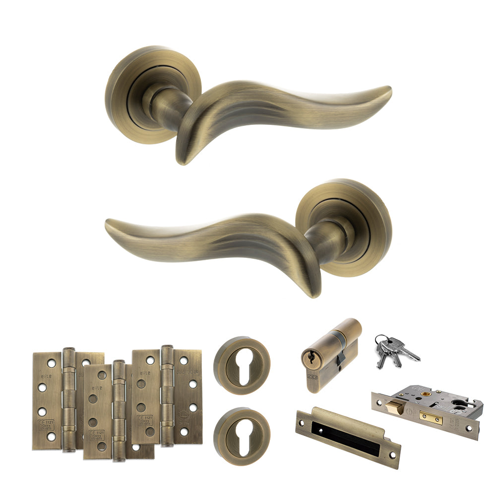 Atlantic OE144MAB Old English Oxford on Round Rose Door Handle Pack
