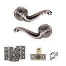 Old English Colchester Door Handle Pack (Latch Set - 2.5" CE Latch, 3" Fire Rated Hinges x3) - Matt Gun Metal