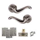 Old English Colchester Door Handle Pack (Latch Set - 2.5" CE Latch, 4" Fire Rated Hinges x3) - Matt Gun Metal