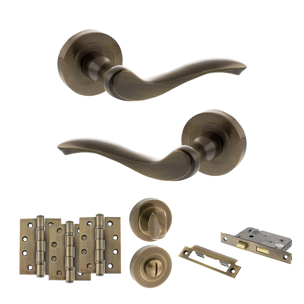 Atlantic OE178 Old English Warwick on Round Rose Door Handle Pack