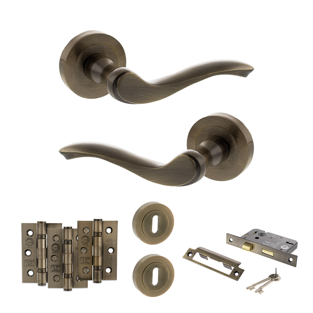Atlantic OE178 Old English Warwick on Round Rose Door Handle Pack