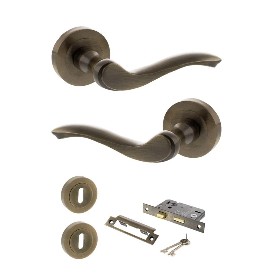Atlantic OE178 Old English Warwick on Round Rose Door Handle Pack