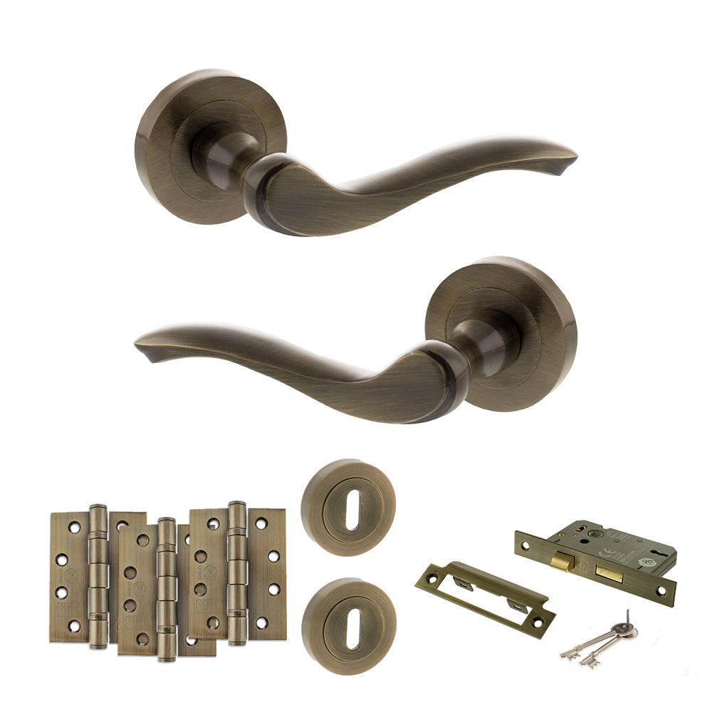 Atlantic OE178 Old English Warwick on Round Rose Door Handle Pack