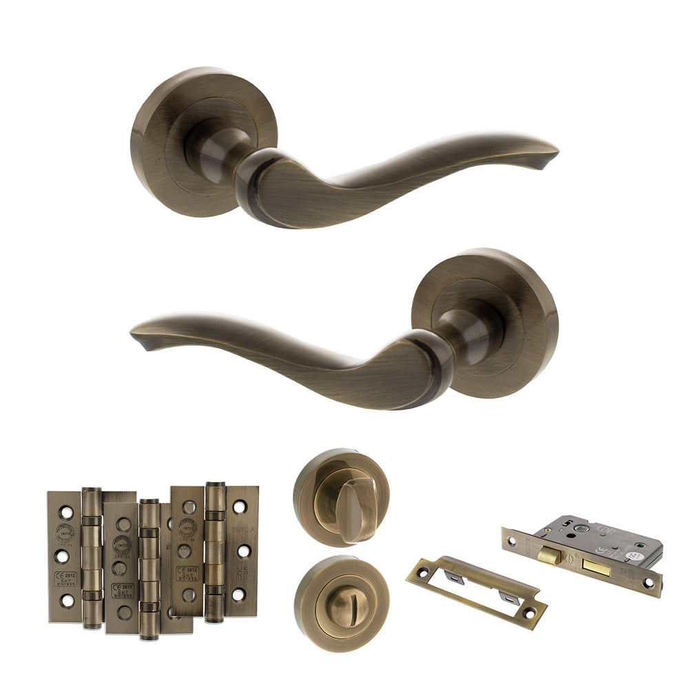 Atlantic OE178 Old English Warwick on Round Rose Door Handle Pack