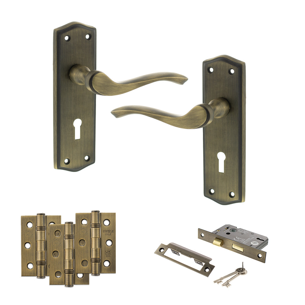 Atlantic OE178 Old English Warwick on Backplate Door Handle Pack