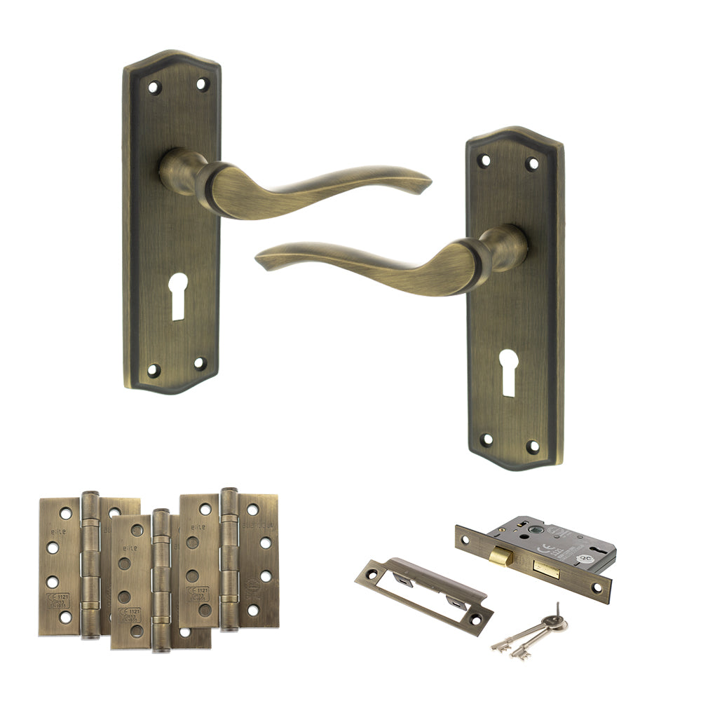 Atlantic OE178 Old English Warwick on Backplate Door Handle Pack