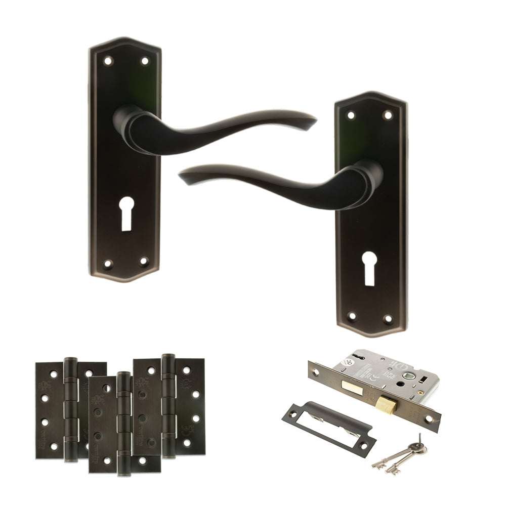 Atlantic OE178 Old English Warwick on Backplate Door Handle Pack