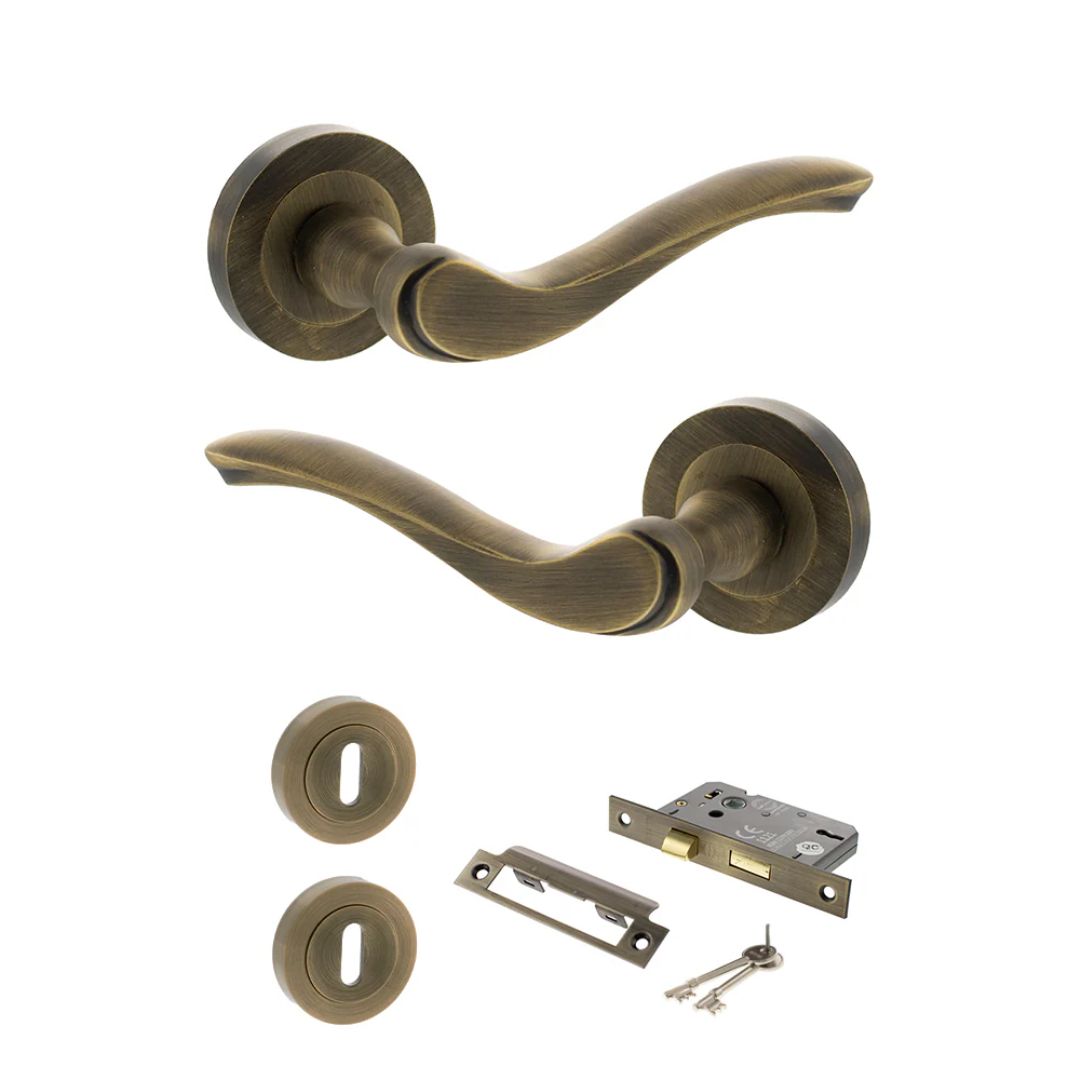 Atlantic OE178 Old English Warwick on Round Rose Door Handle Pack