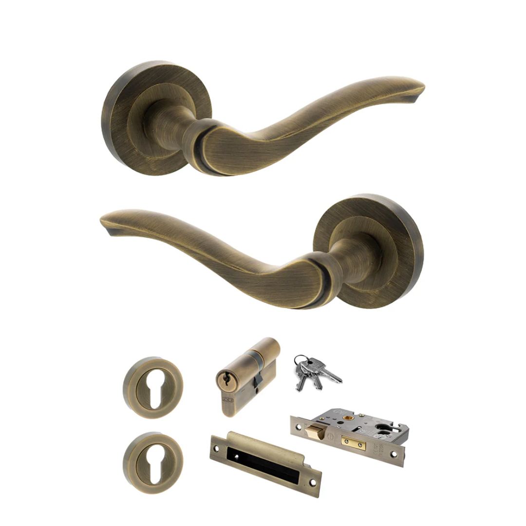 Atlantic OE178 Old English Warwick on Round Rose Door Handle Pack