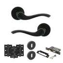 Old English Warwick Door Handle Pack (3 Lever Lock Set - 3" CE Sashlock, 3" Fire Rated Hinges x3) - Matt Black