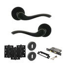 Old English Warwick Door Handle Pack (3 Lever Lock Set - 2.5" CE Sashlock, 4" Fire Rated Hinges x3) - Matt Black