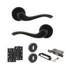 Old English Warwick Door Handle Pack (3 Lever Lock Set - 2.5" CE Sashlock, 4" Slim Knuckle Hinges x2) - Matt Black