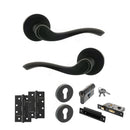 Old English Warwick Door Handle Pack (Euro Lock Set - 2.5" CE Sashlock, 4" Slim Knuckle Hinges x2) - Matt Black