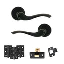 Old English Warwick Door Handle Pack (Latch Set - 3" CE Latch, 3" Fire Rated Hinges x3) - Matt Black