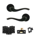 Old English Warwick Door Handle Pack (Latch Set - 2.5" CE Latch, 4" Fire Rated Hinges x3) - Matt Black