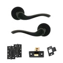 Old English Warwick Door Handle Pack (Latch Set - 3" CE Latch, 4" Slim Knuckle Hinges x2) - Matt Black