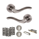 Old English Warwick Door Handle Pack (3 Lever Lock Set - 3" CE Sashlock, 3" Fire Rated Hinges x3) - Matt Gun Metal
