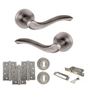 Old English Warwick Door Handle Pack (3 Lever Lock Set - 3" CE Sashlock, 4" Fire Rated Hinges x3) - Matt Gun Metal
