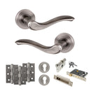 Old English Warwick Door Handle Pack (Euro Lock Set - 2.5" CE Sashlock, 3" Fire Rated Hinges x3) - Matt Gun Metal