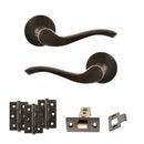 Old English Warwick Door Handle Pack (Latch Set - 2.5" CE Latch, 3" Fire Rated Hinges x3) - Urban Dark Bronze