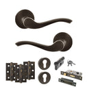 Old English Warwick Door Handle Pack (Euro Lock Set - 3" CE Sashlock, 3" Fire Rated Hinges x3) - Urban Dark Bronze