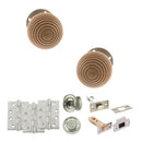 Old English Bridlington Door Knob Pack (Bathroom Set - 4" Deadbolt, 4" Fire Rated Hinges x3) - Satin Nickel