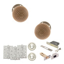 Old English Bridlington Door Knob Pack (Lock Set - 3" Latch & Deadlock, 4" Fire Rated Hinges x3) - Satin Nickel