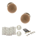 Old English Bridlington Door Knob Pack (Lock Set - Horizontal Sashlock, 4" Fire Rated Hinges x3) - Satin Nickel
