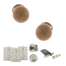 Old English Bridlington Door Knob Pack (Lock Set - Horizontal Bathlock, 4" Fire Rated Hinges x3) - Satin Nickel