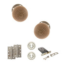 Old English Bridlington Door Knob Pack (Lock Set - Horizontal Sashlock, 4" Slim Knuckle Hinges x2) - Satin Nickel