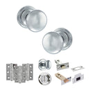 Old English Harrogate Door Knob Pack (Bathroom Set - 4" Deadbolt, 3" Fire Rated Hinges x3) - Polished Chrome
