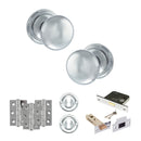 Old English Harrogate Door Knob Pack (Lock Set - 3" Latch & Deadlock, 3" Fire Rated Hinges x3) - Polished Chrome