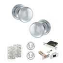 Old English Harrogate Door Knob Pack (Lock Set - 3" Latch & Deadlock, 4" Slim Knuckle Hinges x2) - Polished Chrome