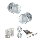 Old English Harrogate Door Knob Pack (Lock Set - Horizontal Sashlock, 4" Slim Knuckle Hinges x2) - Polished Chrome