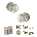 Old English Harrogate Door Knob Pack (Bathroom Set - 3" Deadbolt, 4" Slim Knuckle Hinges x2) - Polished Nickel
