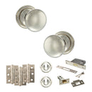 Old English Harrogate Door Knob Pack (Lock Set - 3" Latch & Deadlock, 3" Fire Rated Hinges x3) - Polished Nickel