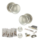 Old English Harrogate Door Knob Pack (Lock Set - 3" Latch & Deadlock, 4" Fire Rated Hinges x3) - Polished Nickel