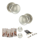 Old English Harrogate Door Knob Pack (Lock Set - Horizontal Sashlock, 4" Fire Rated Hinges x3) - Polished Nickel