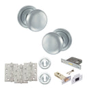 Old English Harrogate Door Knob Pack (Lock Set - 3" Latch & Deadlock, 4" Fire Rated Hinges x3) - Satin Chrome