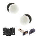 Old English Skipton Door Knob Pack (Latch Set - 3" HD Latch, 3" Fire Rated Hinges x3) - Matt Black