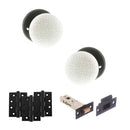 Old English Skipton Door Knob Pack (Latch Set - 3" HD Latch, 4" Fire Rated Hinges x3) - Matt Black