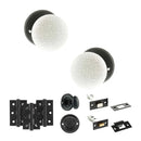 Old English Skipton Door Knob Pack (Bathroom Set - 3" Deadbolt, 3" Fire Rated Hinges x3) - Matt Black