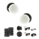 Old English Skipton Door Knob Pack (Bathroom Set - 3" Deadbolt, 4" Slim Knuckle Hinges x2) - Matt Black
