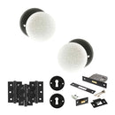 Old English Skipton Door Knob Pack (Lock Set - 3" Latch & Deadlock, 3" Fire Rated Hinges x3) - Matt Black