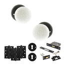 Old English Skipton Door Knob Pack (Lock Set - 3" Latch & Deadlock, 4" Fire Rated Hinges x3) - Matt Black