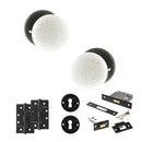 Old English Skipton Door Knob Pack (Lock Set - 3" Latch & Deadlock, 4" Slim Knuckle Hinges x2) - Matt Black