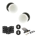 Old English Skipton Door Knob Pack (Lock Set - Horizontal Sashlock, 3" Fire Rated Hinges x3) - Matt Black