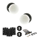 Old English Skipton Door Knob Pack (Lock Set - Horizontal Sashlock, 4" Fire Rated Hinges x3) - Matt Black